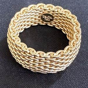 Tiffany 18k Gold Mesh Ring Size 9